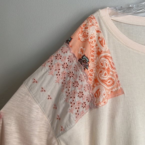 We the Free Free People Feelin It Slouchy tee in alabaster combo size XS - Picture 8 of 14